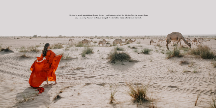 sunset desert pre wedding dubai couple silhouette photography