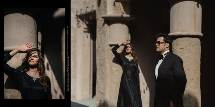 downtown dubai pre wedding photoshoot city lights romantic couple